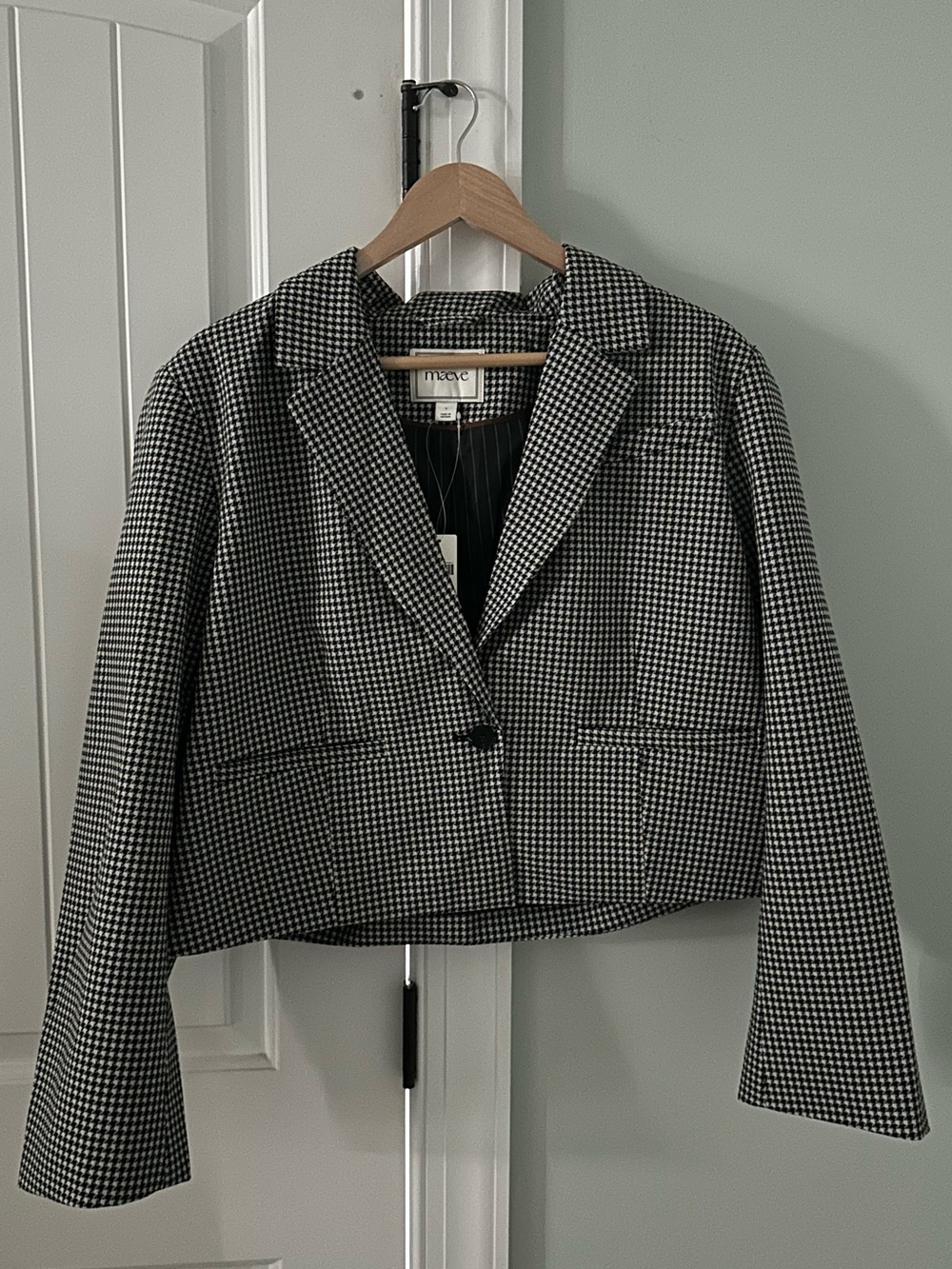 Maeve by Anthropologie Boxy Crop Blazer- Houndstooth size L NWT - Picture 6 of 12
